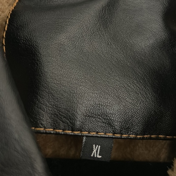 NWOT Mens Classic Stand Collar Bomber Jacket Vegan Leather Black Button Sz XL - Picture 11 of 14